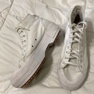 Adidas high top white lace up shoes